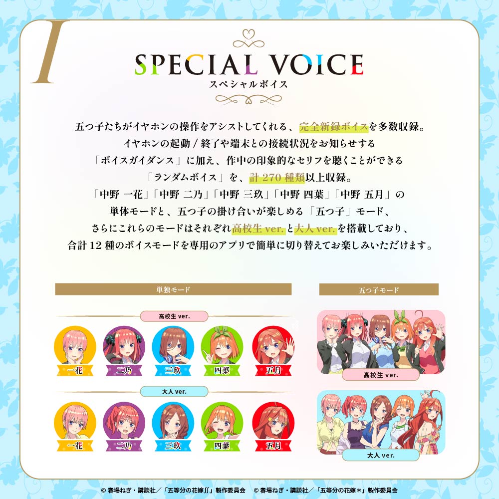 TE-V1R-GHY 五等分の花嫁* コラボイヤホン|6月中旬以降順次発送