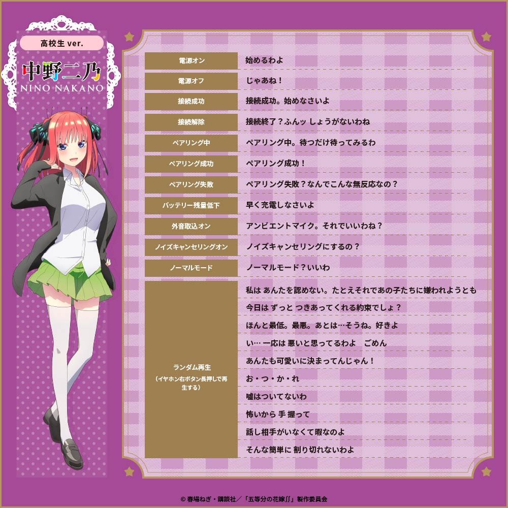 TE-V1R-GHY 五等分の花嫁* コラボイヤホン|6月中旬以降順次発送