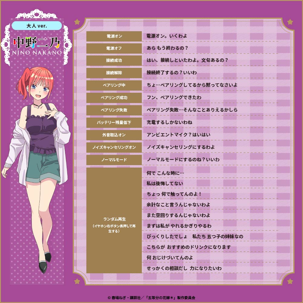 TE-V1R-GHY 五等分の花嫁* コラボイヤホン|6月中旬以降順次発送