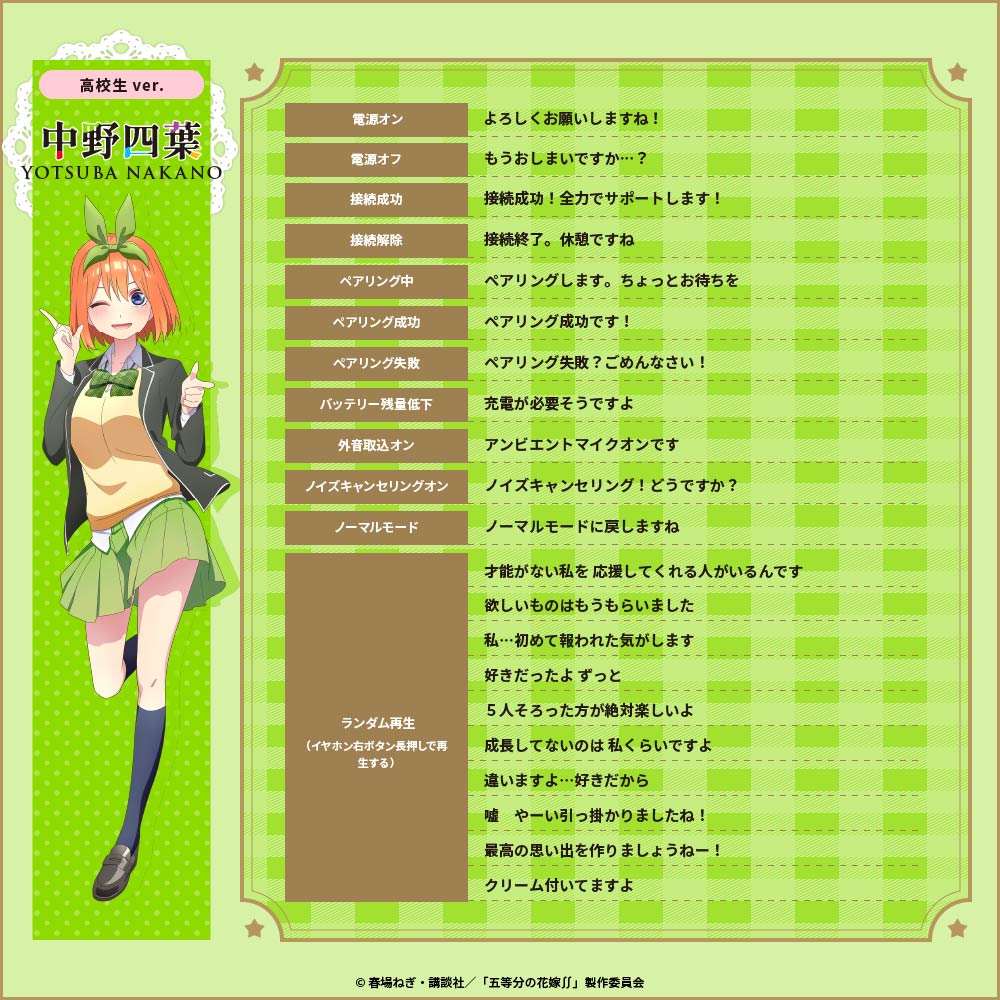 【予約】TE-V1R-GHY 五等分の花嫁* コラボイヤホン|1月末以降順次発送