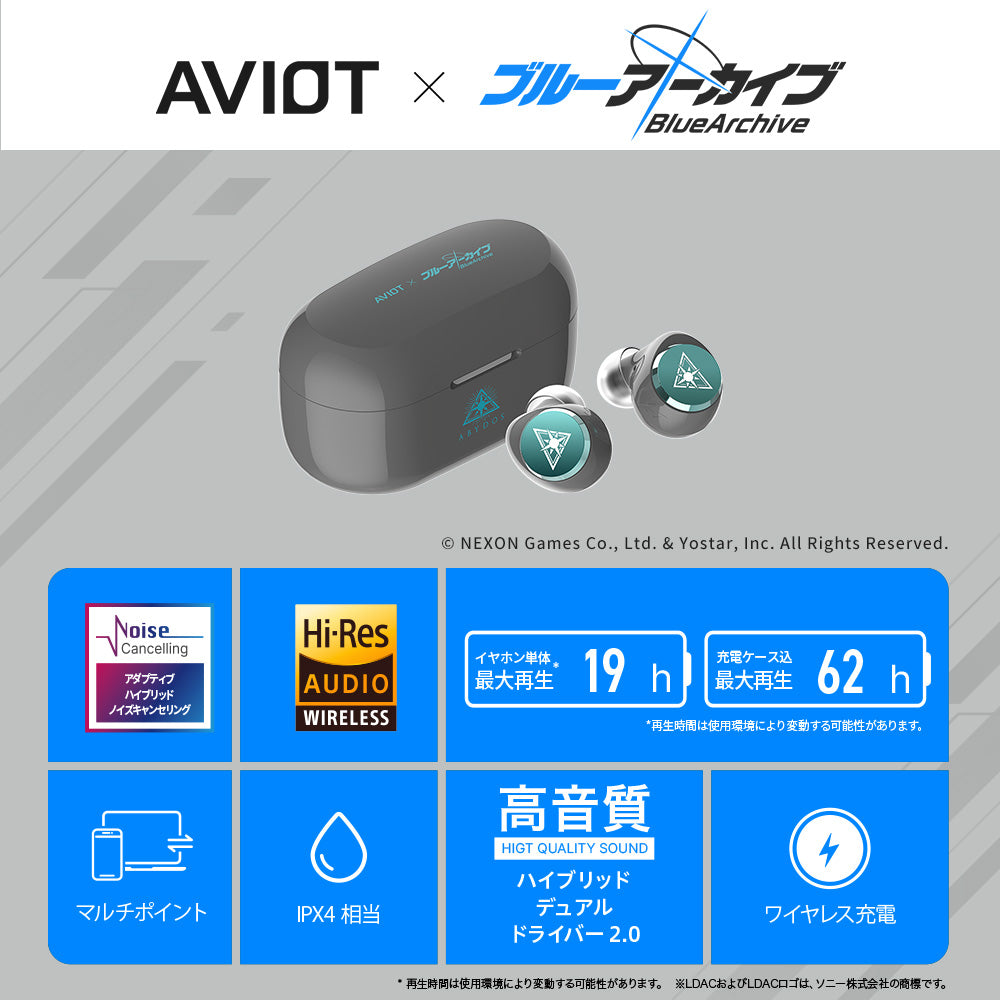 AVIOT TE-V1R-BLA｜ブルーアーカイブ コラボ完全ワイヤレス